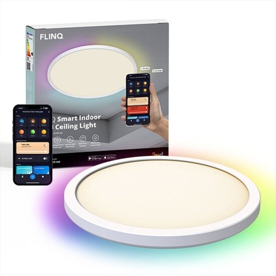 Webshop Outlet FlinQ Smart Indoor RGB Ceiling Light – Slimme Plafondlamp voor Elke Ruimte