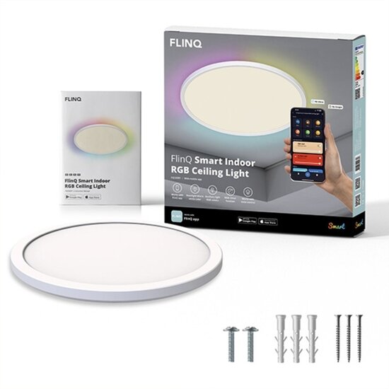 Webshop Outlet FlinQ Smart Indoor RGB Ceiling Light – Slimme Plafondlamp voor Elke Ruimte