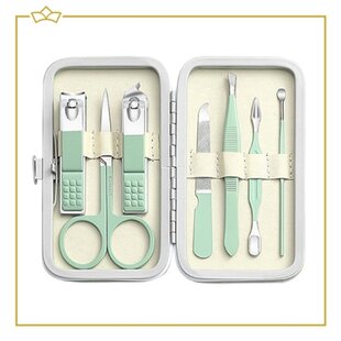 Attrezzo - Manicure set - 7-delig - Lederen case - Geschikt voor reis of thuis
