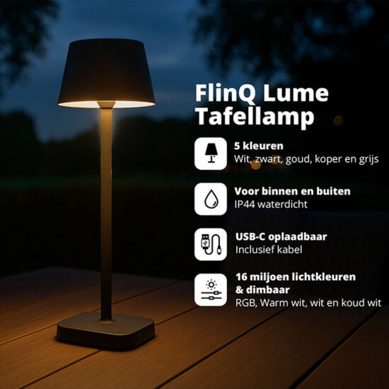 FlinQ FlinQ Smart In- and Outdoor Tablelight Lume - stijlvol, slim en veelzijdig