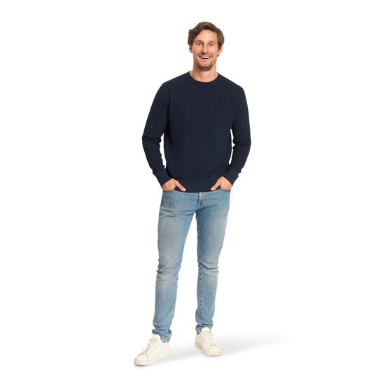 Mario Russo Mario Russo Waffle Pullover – Italiaanse Stijl en Comfort - Raf Blue / XXXL