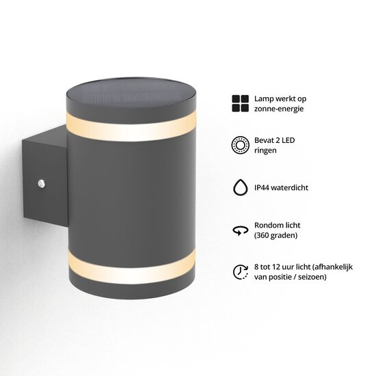 FlinQ FlinQ Muurlamp Dusk - Op zonne-energie - IP44 waterdicht - Eenvoudige installatie