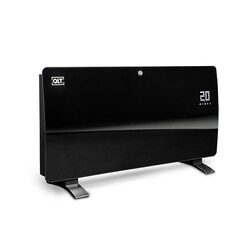 QLT Curved Verwarmingspaneel van Glas – 2000 Watt – Zwart – met App-bediening