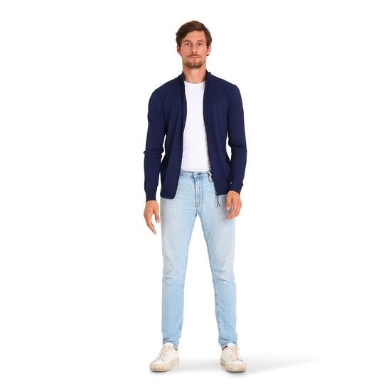 Mario Russo Mario Russo Full Zip Vest - Cardigan met Stretch