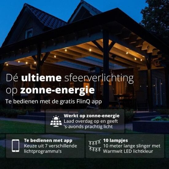 FlinQ FlinQ Smart Outdoor Solar String Light – Sfeervolle Slimme Verlichting voor Buiten