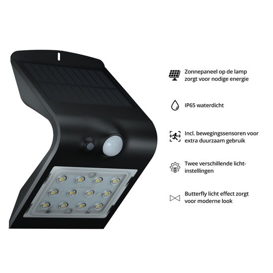 FlinQ FlinQ Geisha Solar Buitenlamp - Wandlamp met Bewegingssensor