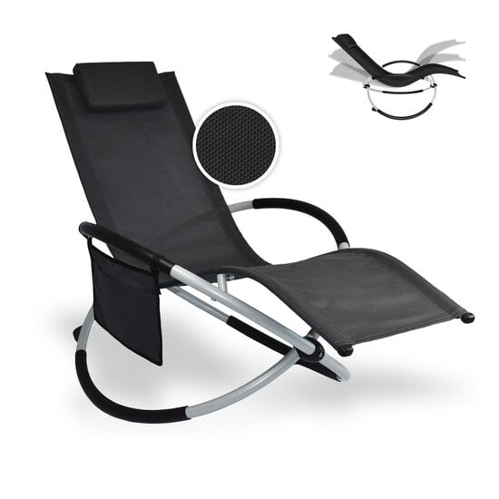 FlinQ FlinQ Opvouwbare Ligstoel voor Buiten - Luxe Tuinstoel met Schommelfunctie