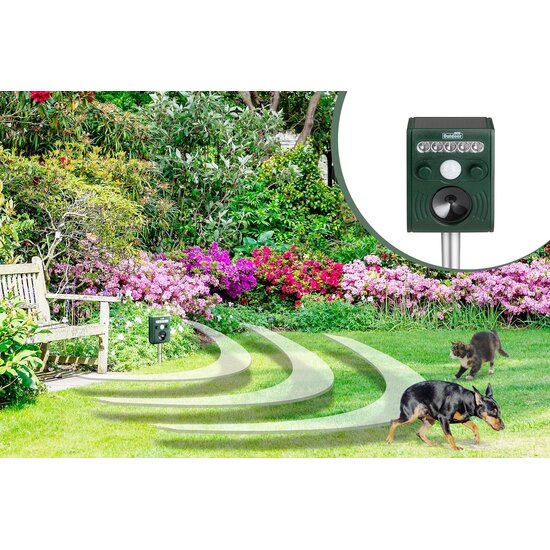 909 outdoor Ultrasone Honden-, Katten- en Muizen Verjager 909 Outdoor – Effectieve dierverjaging voor buiten - Zonne-energie
