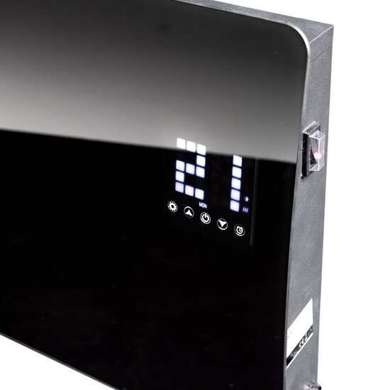 QLT No Less QLT Curved Verwarmingspaneel van Glas – 2000 Watt – Zwart – met App-bediening