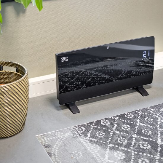 QLT No Less QLT Curved Verwarmingspaneel van Glas – 2000 Watt – Zwart – met App-bediening