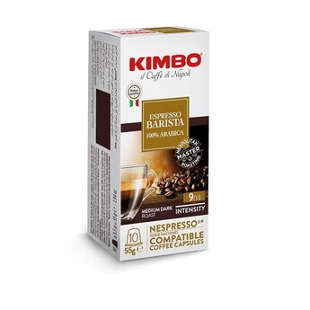 Kimbo Nespresso Compatible Espresso Barista 100% Arabica 10pcs/box – Medium-Dark Italian Aluminum Capsules with Floral, Honey, and Toasted Bread Notes