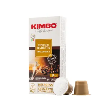 Kimbo Nespresso Compatible Espresso Barista 100% Arabica 10pcs/box – Medium-Dark Italian Aluminum Capsules with Floral, Honey, and Toasted Bread Notes
