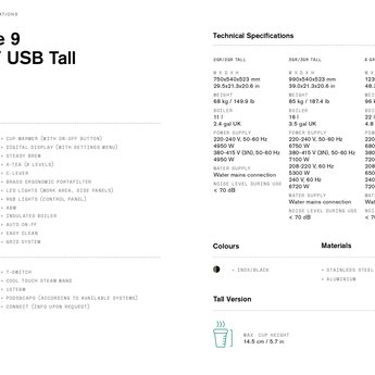 Rancilio Classe 9 USB 2Gr Tall Inox