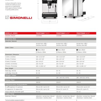 Nuova Simonelli Prontobar Touch 220-240 V
