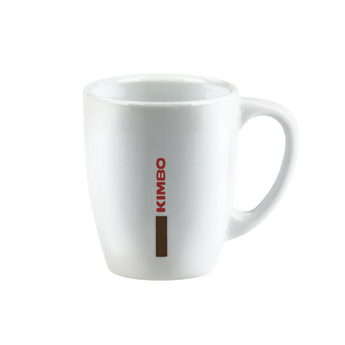 Kimbo Porcelain Mug Large – 280 ml White Porcelain Coffee Mug with Kimbo Logo for Coffee, Tea, and Hot Drinks
