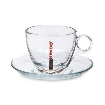 Kimbo Kimbo Glass Cappuccino Cups and Saucers – Elegant Clear Glass Coffee Cups with Matching Saucers for Cappuccino Service