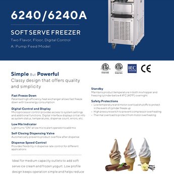 Soft Serve Ice Cream Machine Model 6240