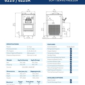 Soft Serve Ice Cream Machine Model 6225