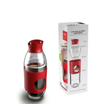 Cafflano Go Brew - Red Black Portable Brewing Bottle