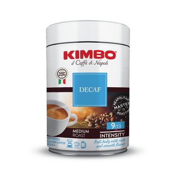 Kimbo Decaffeinato Ground 250g Tin – Smooth, Rich Decaf Italian Coffee in a Convenient Reusable Tin