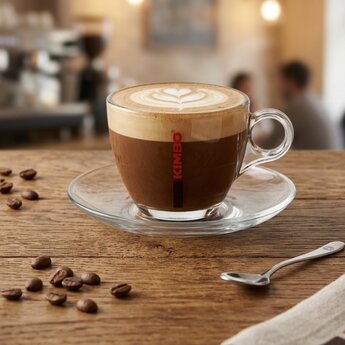 Kimbo Kimbo Glass Cappuccino Cups and Saucers – Elegant Clear Glass Coffee Cups with Matching Saucers for Cappuccino Service