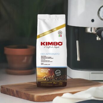 Kimbo Premium Decaffeinated Coffee Beans 500g – Smooth, Rich Flavor, Ideal for Espresso and Everyday Brewing