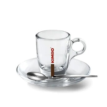 Kimbo Premium Double-Wall Glass Espresso Cups & Saucers Set – Heat-Resistant, Elegant Coffee Serving for Home & Café Use