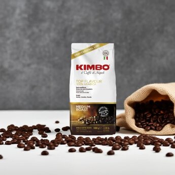 Kimbo Top Flavour 100% Arabica Coffee Beans 1kg – Medium Roast Italian Coffee Beans with Almond and Plum Notes