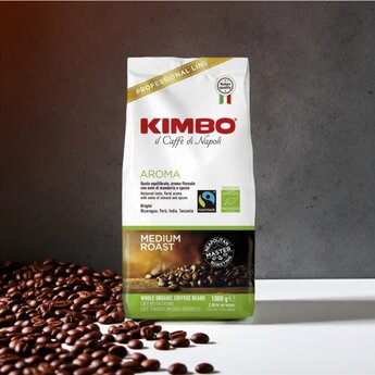 Kimbo Aroma Bio Organic Coffee Beans 1kg – Organic Fairtrade Italian Coffee Beans with Floral Aroma and Balanced Sweetness
