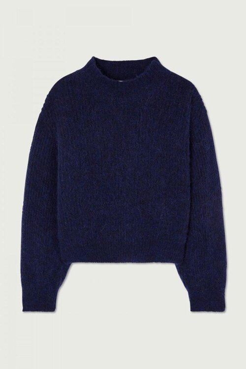 American Vintage Donkerblauwe trui met breipatroon