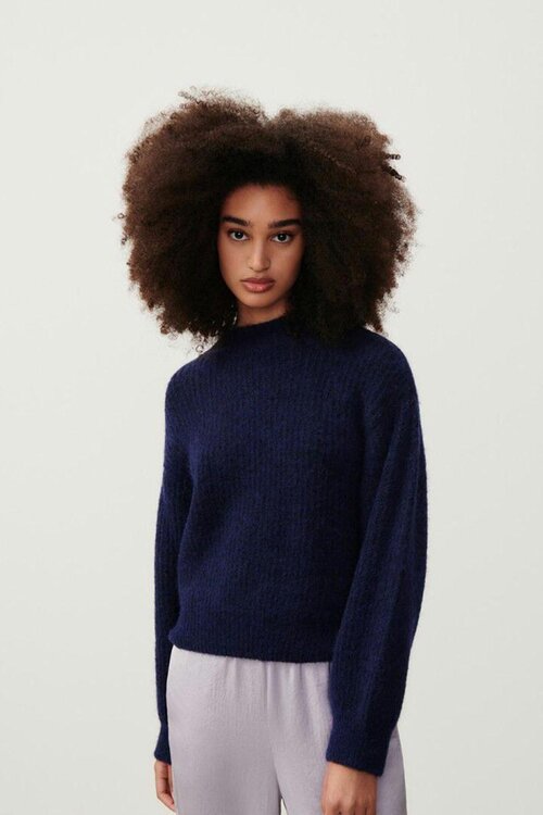 American Vintage Donkerblauwe trui met breipatroon