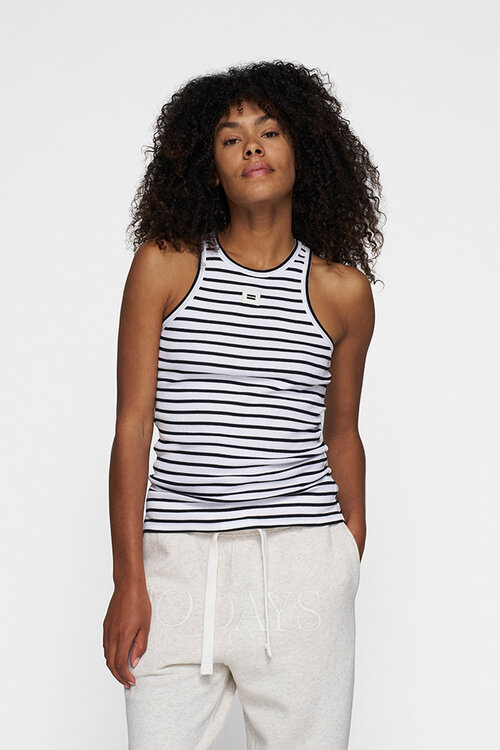 10Days white/black THE TANK TOP STRIPES