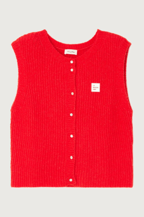 American Vintage Gebreid Vest in Rood