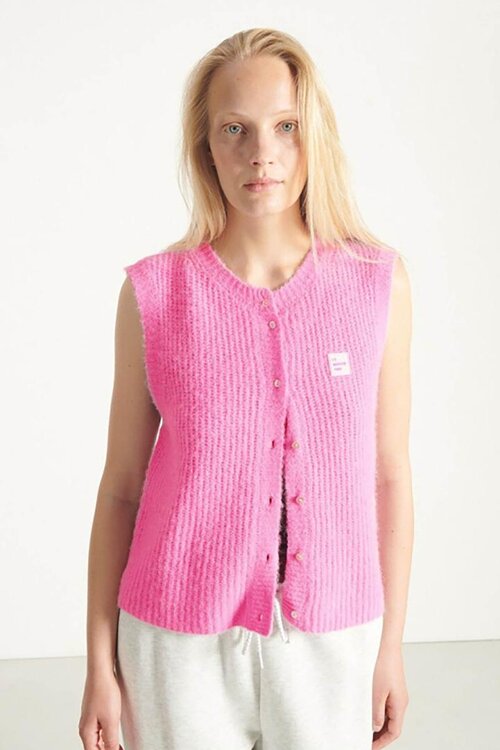American Vintage Gebreid Gilet in Roze