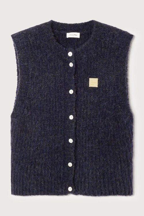 American Vintage Gebreid Vest in Donkerblauw