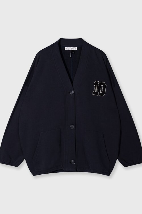 10Days Dark Navy baseball cardigan 10