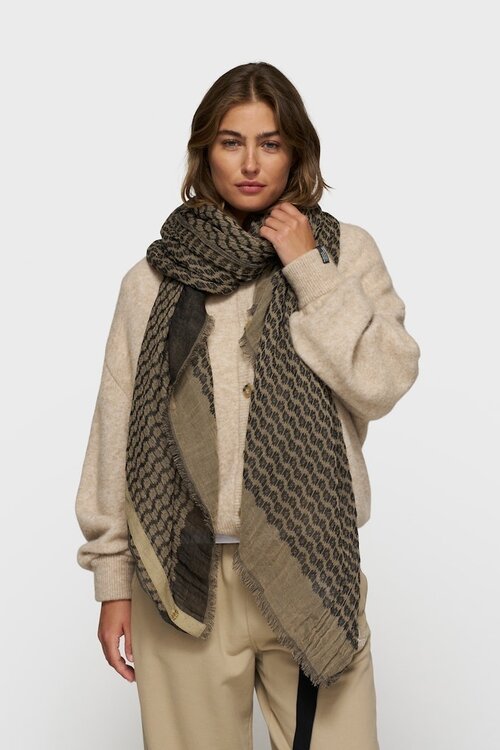 10Days Lichte sjaal in aardetinten met ikat-patroon