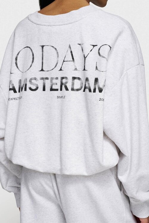 10Days Witte grijs gemêleerde geplooide trui met stempel op de achterkant
