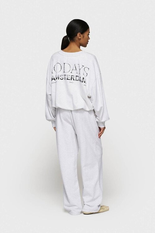 10Days Witte grijs gemêleerde geplooide trui met stempel op de achterkant