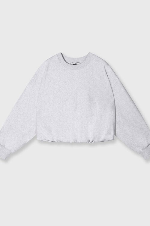 10Days Witte grijs gemêleerde geplooide trui met stempel op de achterkant