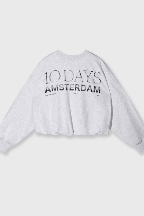 10Days Witte grijs gemêleerde geplooide trui met stempel op de achterkant