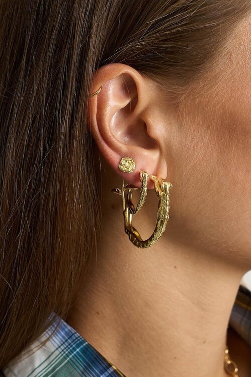 Anna & Nina Goud Small Wild Arc Hoop Earrings