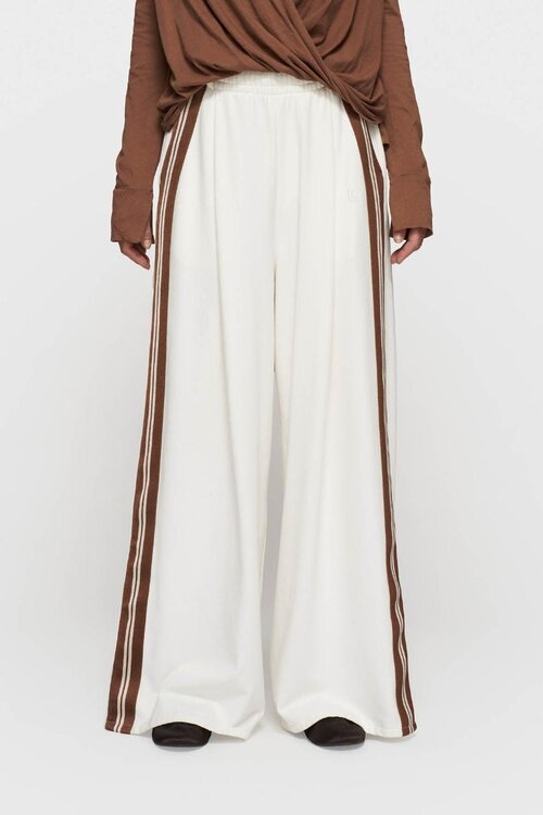 10Days Ecru wijde broek met tape-accenten