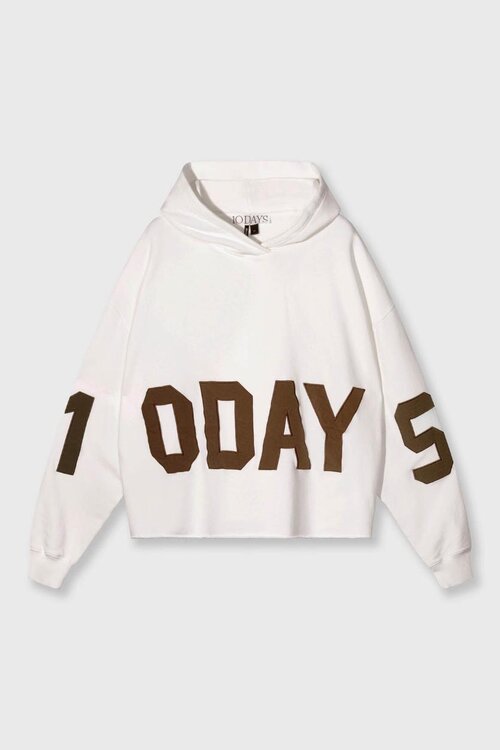 10Days Ecru hoodie met opvallend logo