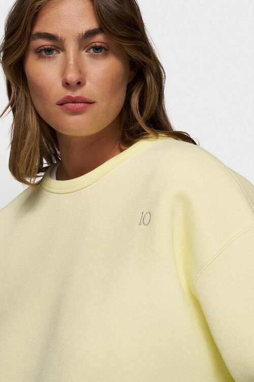 10Days sweater in pastelgeel met onafgewerkte randen