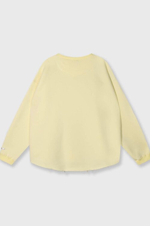 10Days sweater in pastelgeel met onafgewerkte randen