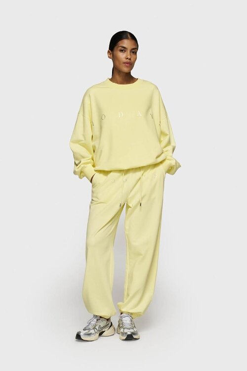 10Days pastel yellow oversized sweater logo