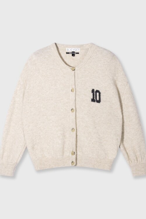 10Days zachte gebreide baseballvest in lichte aardetinten