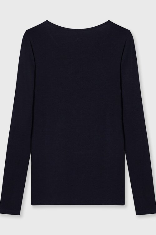 10Days Donkerblauw extra lang shirt met lange mouwen van modal