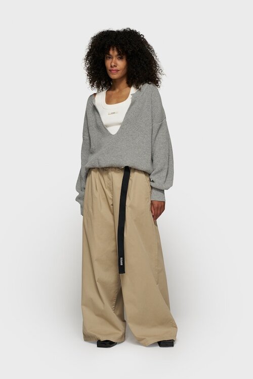 10Days lichtbruine wijde twill broek